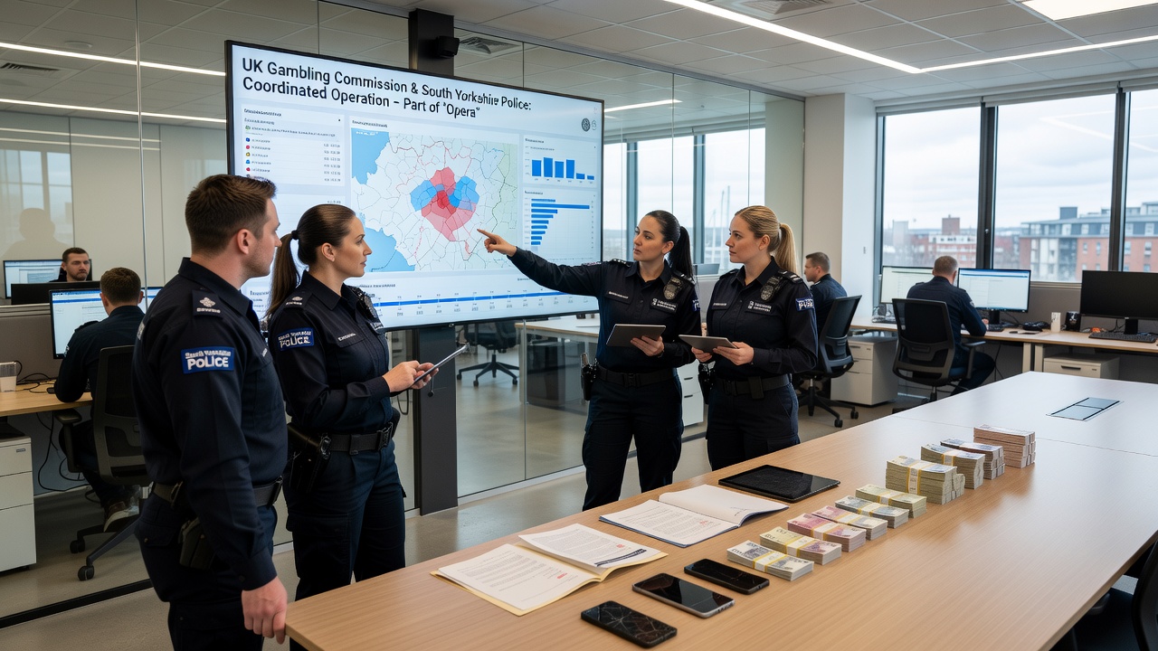 Evidence including illegal betting terminals, cash and gold items recovered during police operations in Doncaster and Sheffield