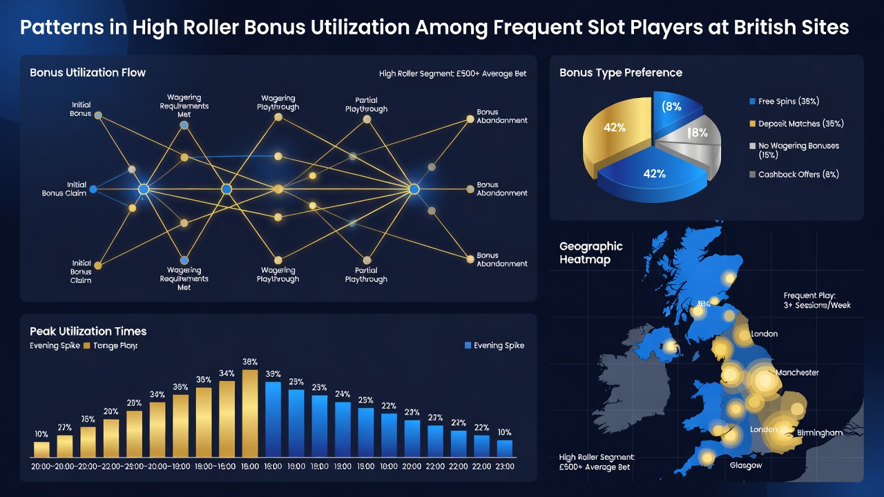 Chart displaying slot game categories and bonus utilization rates for high rollers
